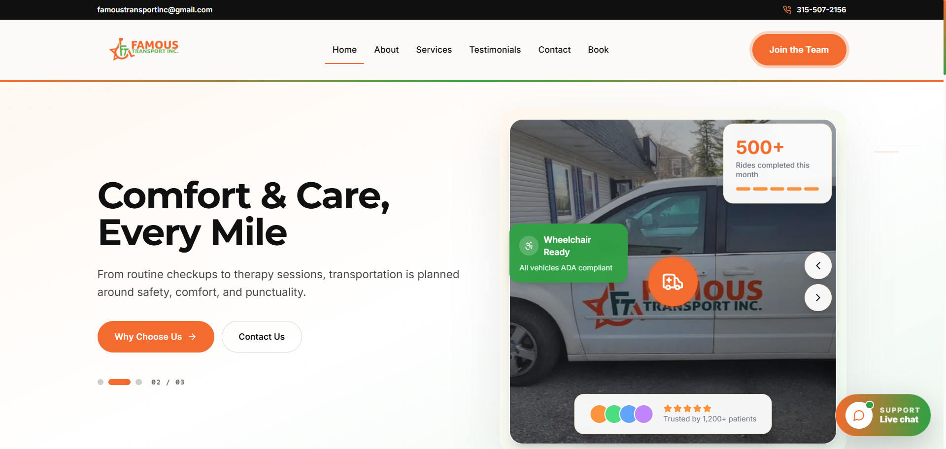 Famous Transport Inc. — Medical Transportation Website & CMS